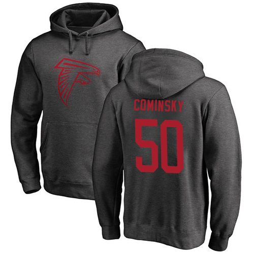 Atlanta Falcons Men Ash John Cominsky One Color NFL Football #50 Pullover Hoodie Sweatshirts